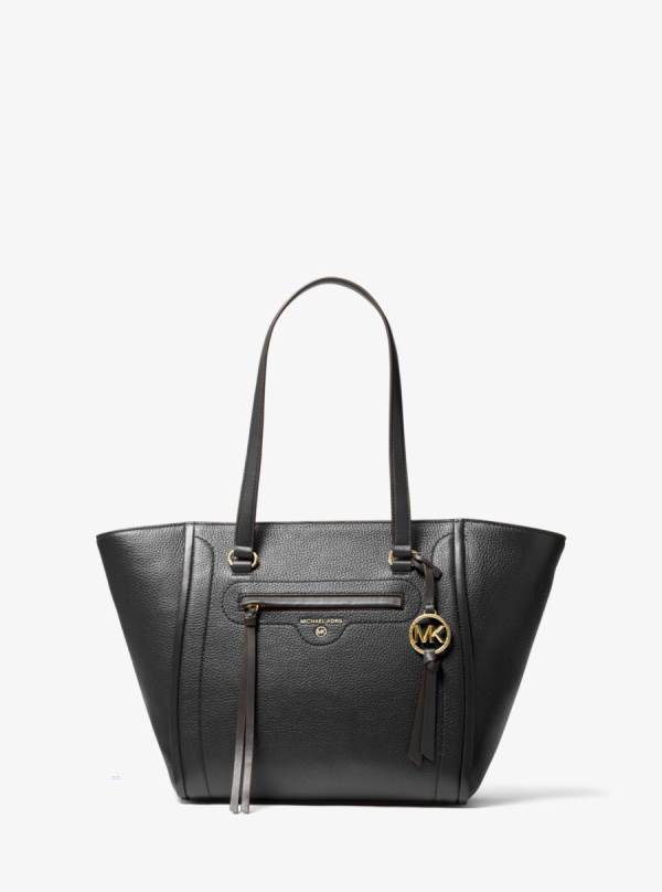 Damske Prenosná Taška Michael Kors Carine Medium Pebbled Leather Čierne - Kabelky Michael Kors Obchod | LNHIQ-1436
